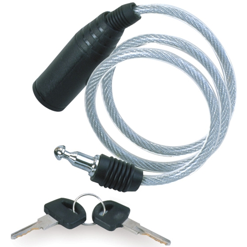 SAJLA ZA ZAKLJUČAVANJE KACIGE S BRAVICOM I KLJUČEM, PLASTIFICIRANA, DUŽINA 60 CM, PROMJER SAJLE 6 MM <br> OXFORD (OF01)