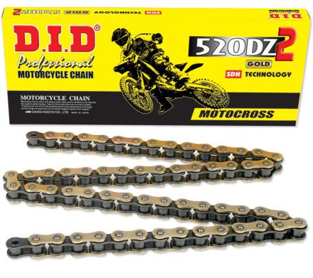 LANAC DID 520 DZ2 G&B / BEZ O-RINGA / ZLATNI / OTVOREN SA SPOJNICOM / 110 LINKOVA <BR>* ZA MOTOCROSS DO 450 CCM