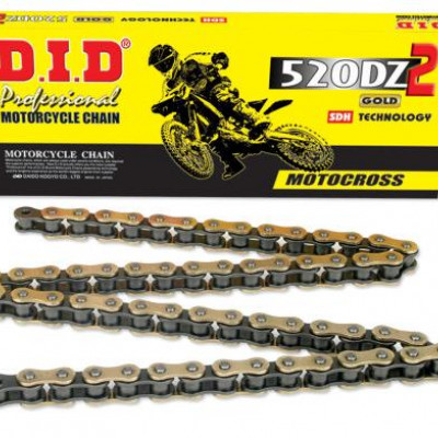 LANAC DID 520 DZ2 G&B / BEZ O-RINGA / ZLATNI / OTVOREN SA SPOJNICOM / 116 LINKOVA (ZA MOTOCROSS DO 450 CCM)