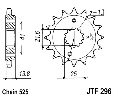 LANČANIK PREDNJI GUMIRANI JT SPROCKETS JTF296RB / 15 ZUBA