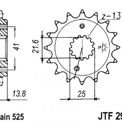LANČANIK PREDNJI GUMIRANI JT SPROCKETS JTF296RB / 15 ZUBA
