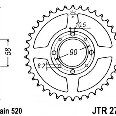 LANČANIK ZADNJI HONDA MTX125R (87-90) 40 ZUBA (JTR279.40)