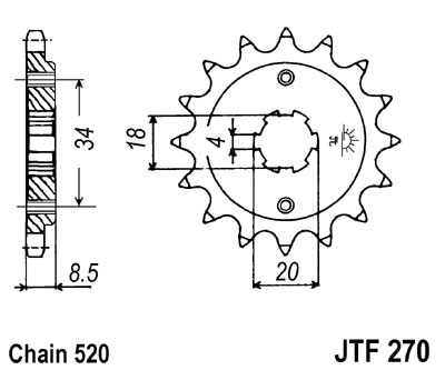 LANČANIK PREDNJI JT SPROCKETS / 14 ZUBA (JTF270)