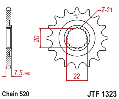 LANČANIK PREDNJI JT SPROCKETS JTF1323 <br>* 13 ZUBACA