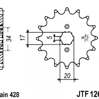 LANČANIK PREDNJI HONDA CBF 125, CBR 125, CLR 125, XLR 125, XR 125 / KYMCO QUANNON 125, ZING II 125 (1998-2017) JTF1264,15 ZUBA