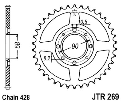 LANČANIK ZADNJI DAELIM, HONDA, KYMCO 43 ZUBA <br> JT SPROCKETS: JTR269.43