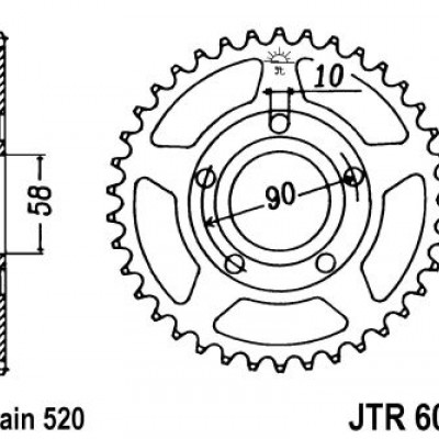 LANČANIK ZADNJI HONDA CRM125R / 38 ZUBA (JTR604.38)