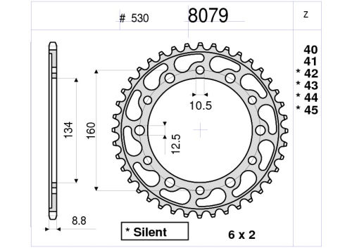 LANČANIK ZAD. DID 8079 40Z CBR1000RR 04-05 , VTR1000SP1,SP2