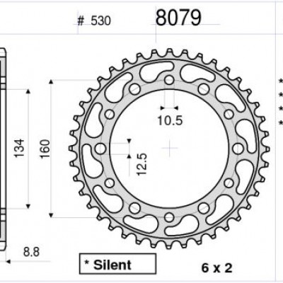 LANČANIK ZAD. DID 8079 40Z CBR1000RR 04-05 , VTR1000SP1,SP2