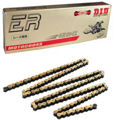 LANAC DID 428 NZ G&B / ZLATNI BEZ O-RINGA / OTVORENI SA SPOJNICOM / 136 LINKOVA <BR>* ZA MOTOCROSS DO 100 CCM