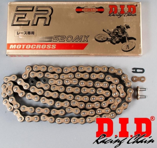 LANAC DID 520 MX / BEZ O-RINGA ZLATNI / OTVOREN SA SPOJNICOM / 120 LINKOVA <BR>* ZA ULTRA CROSS DO 500 CCM