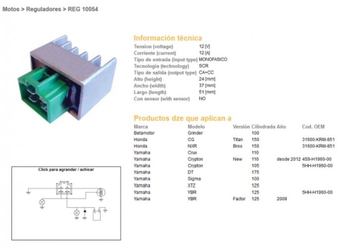REGULATOR NAPONA DZE YAMAHA YBR 125