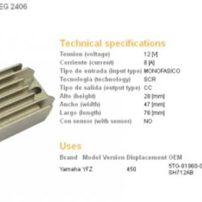 REGULATOR NAPONA DZE YAMAHA YFZ 450 04-09, 12-13