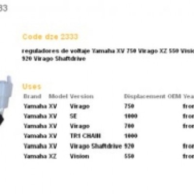 REGULATOR NAPONA DZE YAMAHA XV 750/920 81 -83, 83 -85 XV 1000, TR1, XZ 550