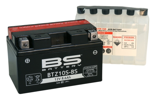 AKUMULATOR / BATERIJA "BS" BTZ10S-BS (YTZ10S-BS) <br>* NAPON / KAPACITET / JAKOST: 12V / 8,6 AH /190 A <br>* DIMENZIJE: 150x88x93 mm