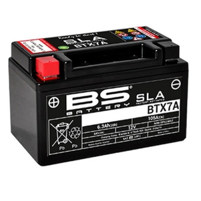 AKUMULATOR / BATERIJA "BS" BTX7A (YTX7A-BS) <br>* NAPON / KAPACITET / JAKOST: 12V /6,3AH /105A <br>* DIMENZIJE: 150x87x93 mm