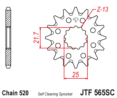 LANČANIK PREDNJI JT SPROCKETS JTF565SC * 14 ZUBACA (Lightweight Self-Cleaning)