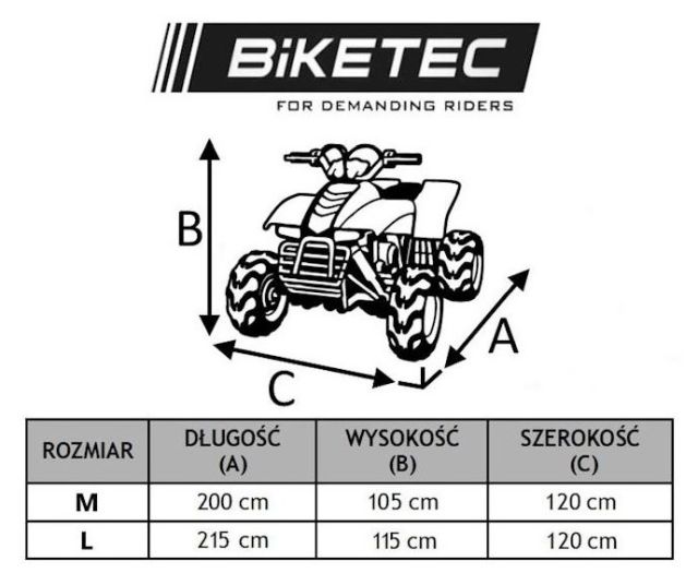 PREKRIVAČ / NAVLAKA / CERADA ZA ATV / QUAD VODONEPROPUSNA <br> BIKETEC AQUATEC VELIČINA: L (BT3166.L)
