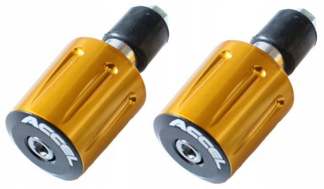 UTEZI ZA UPRAVLJAČ / VOLAN MOTOCIKLA PROMJERA 22 MM, MATERIJAL: ALUMINIJ, BOJA: ZLATNA <BR> (ACCEL: BEC14G)