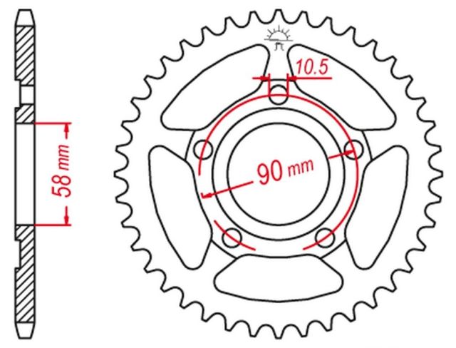 LANČANIK ZADNJI JT SPROCKETS JTR604 / 45 ZUBA (PBR/28145C45)
