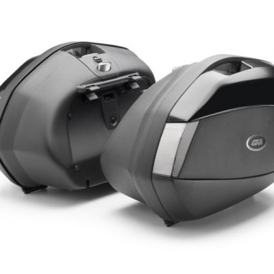 KOFERI BOČNI PAR 2x35 LIT, MAT CRNI S PROZIRNIM (BIJELIM) KATADIOPTERIMA, MONOKEY TECH <br> (GIVI: V35NT)