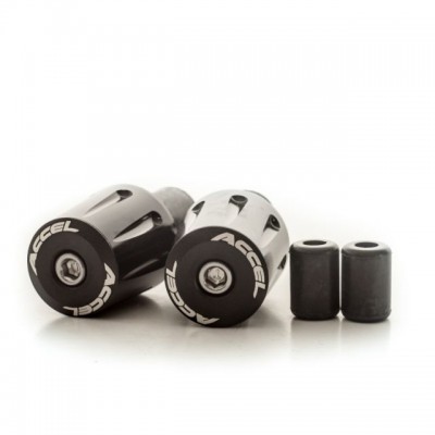 UTEZI ZA UPRAVLJAČ / VOLAN MOTOCIKLA PROMJERA 22 MM, MATERIJAL: ALUMINIJ, BOJA: CRNA <BR> (ACCEL: BEC14BK)