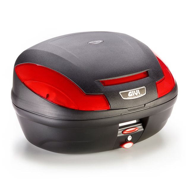 KOFER (TOP CASE) GIVI MONOLOCK E4700N SIMPLY III 47 LIT <BR> MAT CRNI / CRVENI KATADIOPTERI