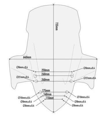 VJETROBRAN (VIZIR) ZA SKUTER YAMAHA X-MAX 125 (2018-2022), X-Max 300 (2017-2022), X-MAX 400 (2018-2021) POVIŠENI, PROZIRAN <br> GIVI: D2136ST
