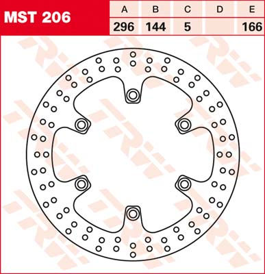 DISK KOČIONI PREDNJI HONDA CB, CBF, CBR, NTV, PC, ST, VF, VFR, VT, VTX, XRV (296x144x5/6X10,25) TRW: MST206