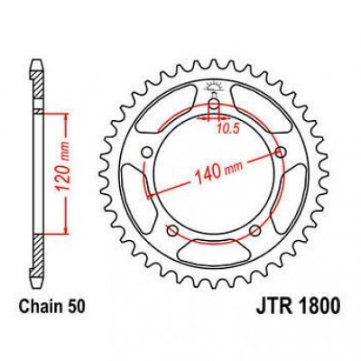 LANČANIK STRAŽNJI / ZADNJI SUZUKI GSX-R 1000, GSF 1250, GSX 1250/1300, GSX-R 1300 (43 ZUBA) <br> JT SPROCKETS: JTR1800.43