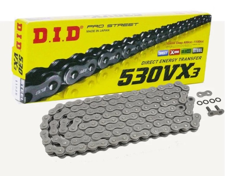 LANAC DID 530VX3 X-RING 120 LINKOVA SA SPOJNICOM NA ZAKIVANJE (ZA MOTOCIKLE DO 1100 CCM)