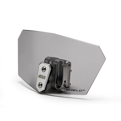 DEFLEKTOR / SPOJLER ZA VJETROBRAN / VIZIR MOTOCIKLA ILI SKUTERA UNIVERZALNI ZATAMNJEN, MONTIRA SE BEZ BUŠENJA VIZIRA <br> (GIVI SHIELD+ S180F)