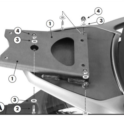 NOSAČ STRAŽNJEG KOFERA PIAGGIO Beverly / Tourer 125/250/300/400 (2004-2010), Beverly 500 (2003-2007) ZA GIVI I KAPPA MONOLOCK KOFERE <br> (GIVI: E344)