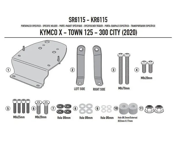 NOSAČ STRAŽNJEG (TOP CASE) KOFERA KYMCO X-TOWN 125-300 (2020-2024) <br> (GIVI: SR6115)