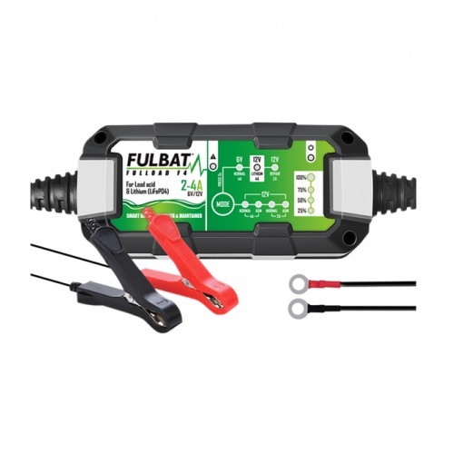 PUNJAČ AKUMULATORA / BATERIJE ZA MOTOCIKL, SKUTER, ATV/QUAD, 6/12V 2A (ZA OLOVNE I LITIJ AKUMULATORE) <br> FULBAT FULLOAD F4 (750515)