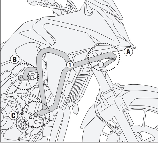 ŠTITNIK MOTORA (CRASH BAR) GORNJI ZA MOTOCIKL HONDA CB 500X (2019-2023) GIVI: TNH1171