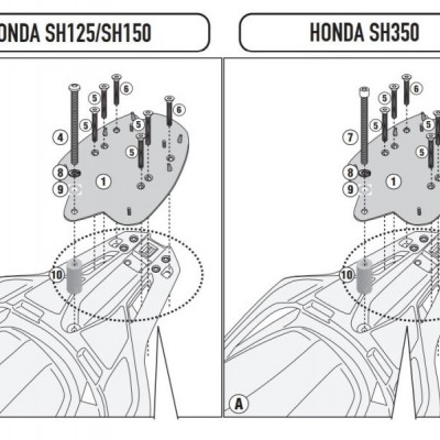 NOSAČ / PLOČA ZA KOFER HONDA SH 125/150 (2020-2024), SH 350 (2021-2024) <br> (KR1189) GIVI: SR1189