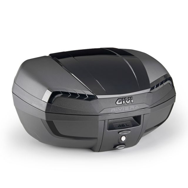 KOFER / KOVČEG (TOP CASE) ZA MOTOCIKL / SKUTER GIVI E46 RIVIERA BLACK EDITION, 46 LIT, MAT CRNI SA ZATAMNJENIM KATADIOPTERIMA, MONOLOCK <br> (E46NB)