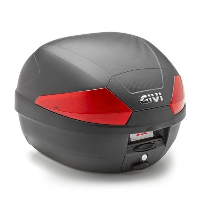 KOFER ZA MOTOCIKL / SKUTER 29 LIT MAT CRNI SA CRVENIM KATADIOPTERIMA MONOLOCK <br> GIVI: B29N2