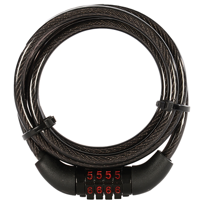 SAJLA ZA ZAKLJUČAVANJE KACIGE SA ŠIFROM, CRNO PLASTIFICIRANA, DUŽINA 150 CM, PROMJER SAJLE 6 MM <br> OXFORD (OF210)