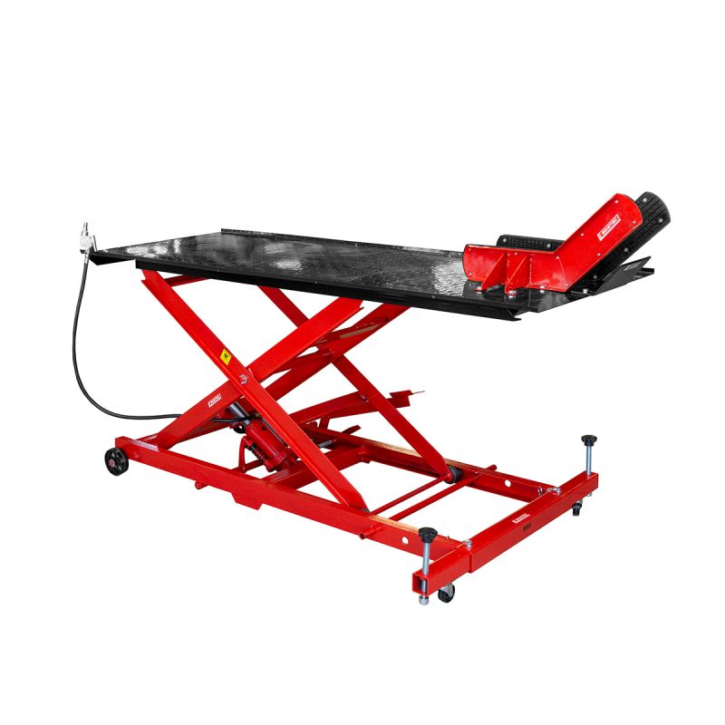 DIZALICA / PLATFORMA ZA MOTOCIKLE S DVOSTRUKIM PNEUMATSKO-HIDRAULIČNIM SUSTAVOM PODIZANJA, DIMENZIJE: 1800x660 MM, NOSIVOST: 450 KG <br> (BIKETEC: BTWKSP05)