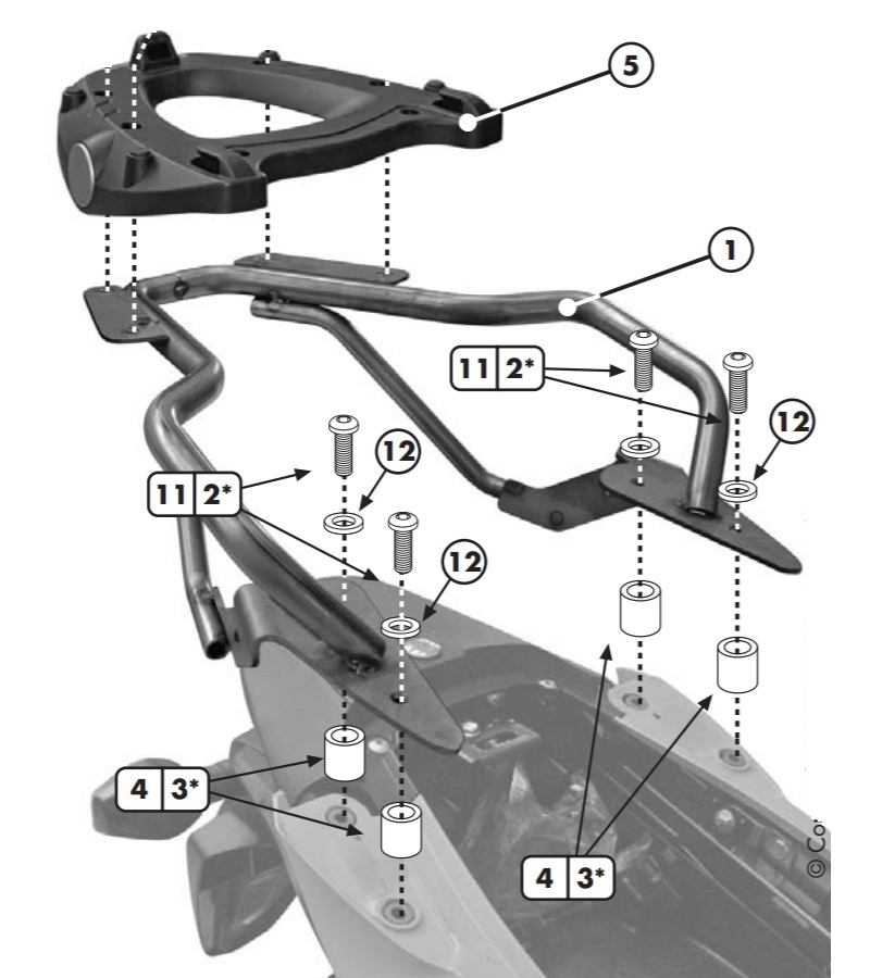 NOSAČ STRAŽNJEG (TOP CASE) KOFERA S MONOKEY PLOČOM ZA MOTOCIKL HONDA CBF 1000 (2010-2014) <br> GIVI: SR777